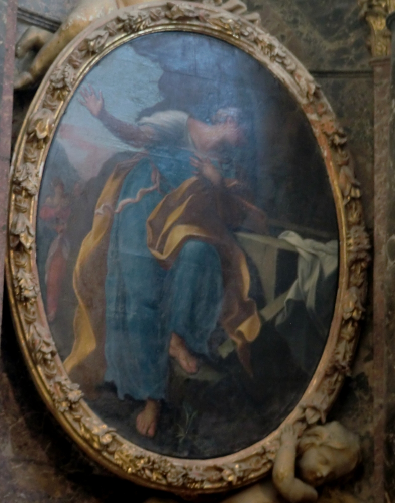 Maria Magdalena am leeren Grab, Bild in der Magdalenen-Kapelle in der Basilika Ste-Madeleine