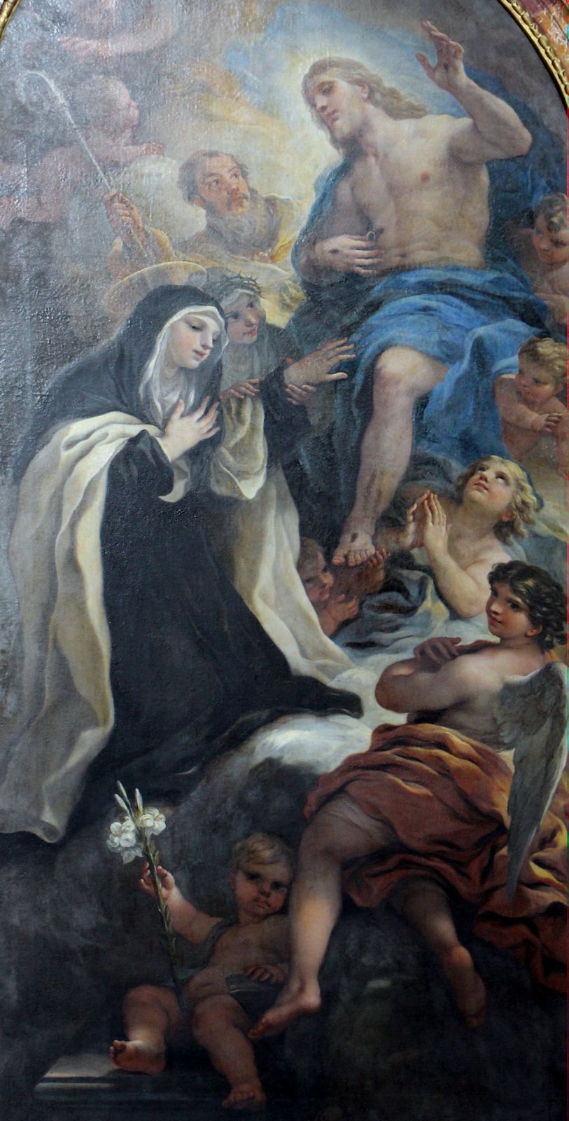 Luca Giordano: Jesu segnet Maria Magdalena von Pazzi, 1685, Bild am Hochaltar in der Kirche Santa Maria Maddalena dei Pazzi in Florenz