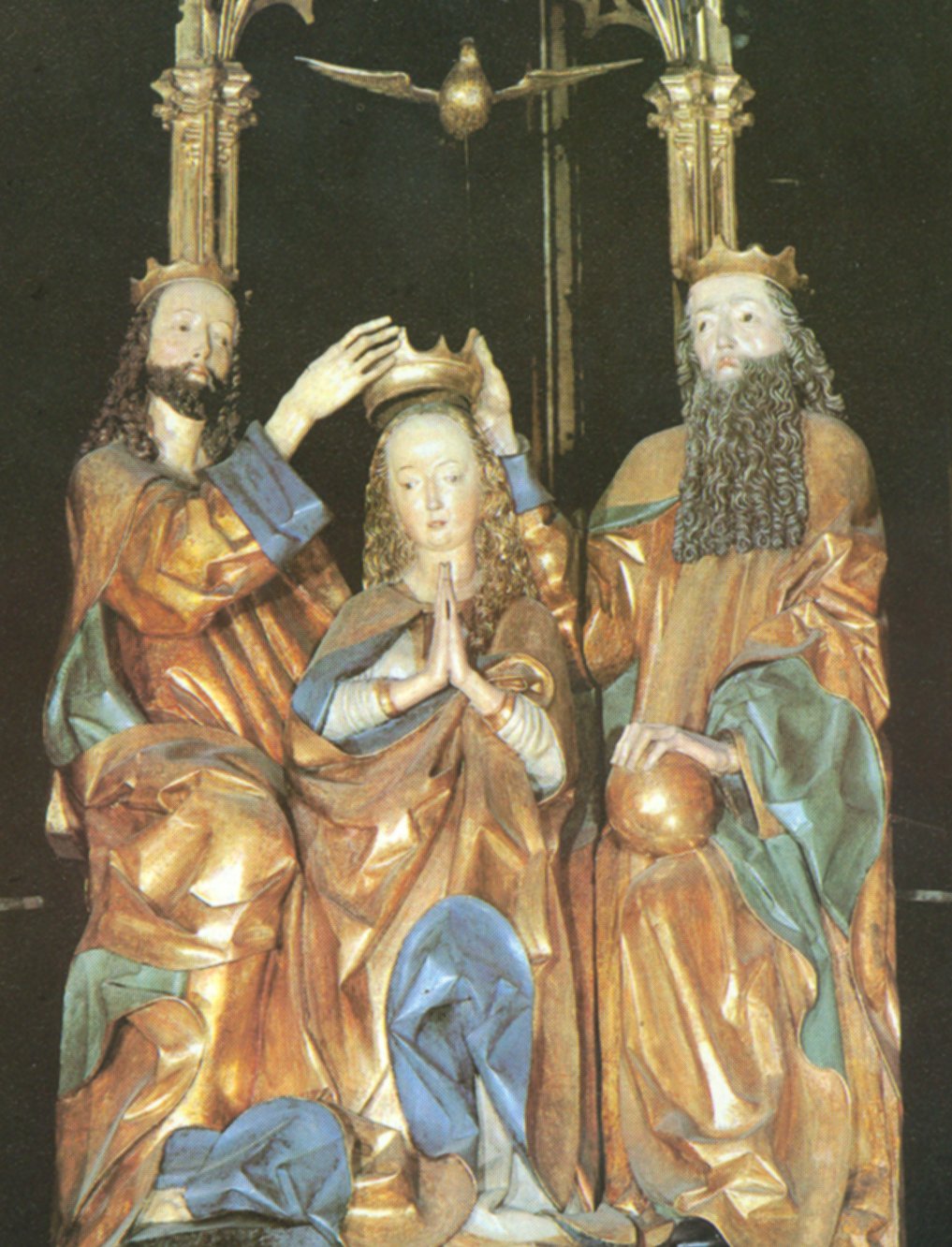 Marienkrönung durch Christus (links) und Gottvater (rechts), 1477 - 1389, in der Marienkirche in Krakau