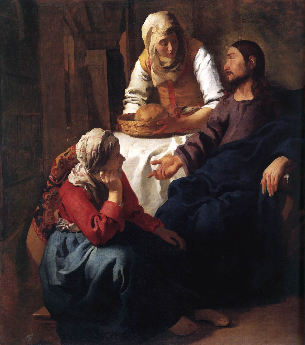 Johannes Vermeer: Jesus bei Maria (links) und Martha, 1654 - 55 (?), National Gallery of Scotland in Edinburgh