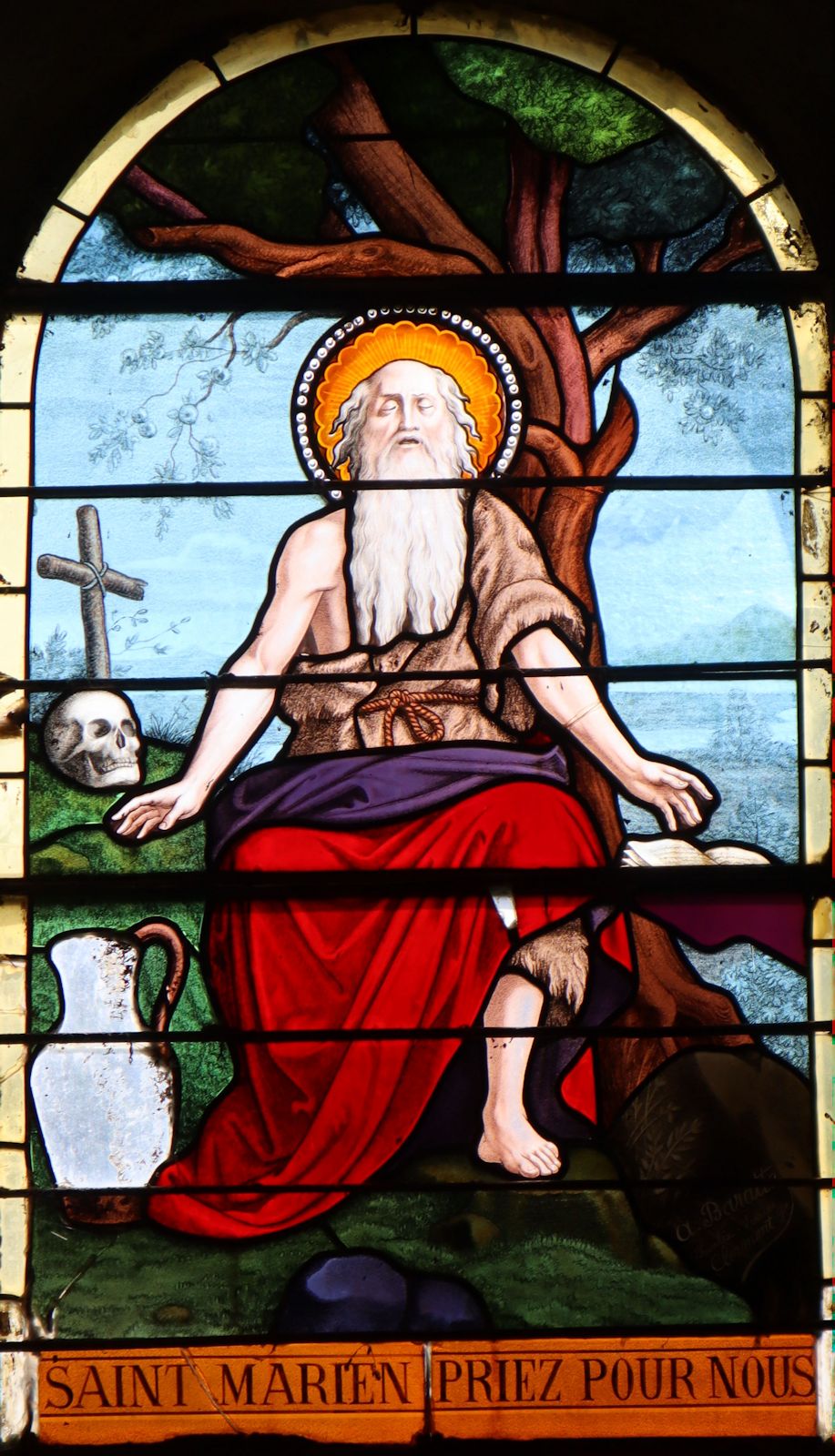Glasfenster in der Marianus geweihten Kirche in Saint-Marien