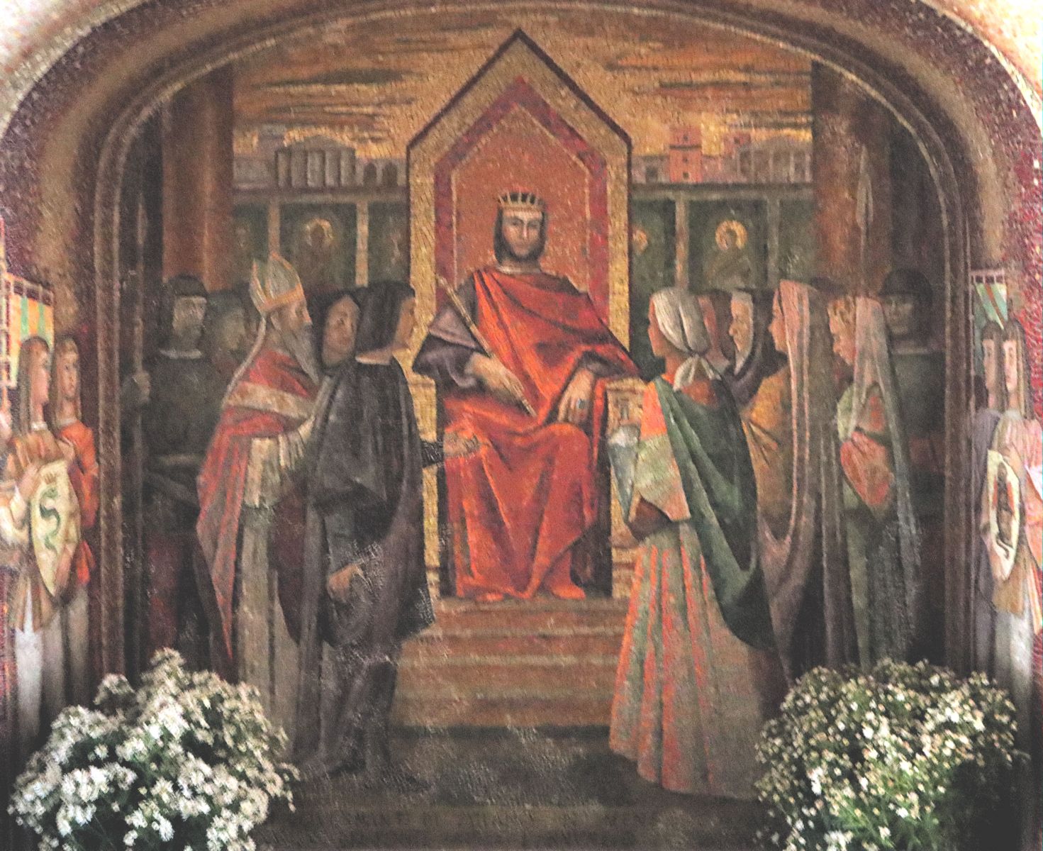 Relief: Gianetta de Vacchi vor dem Kaiser in Konstantinopel