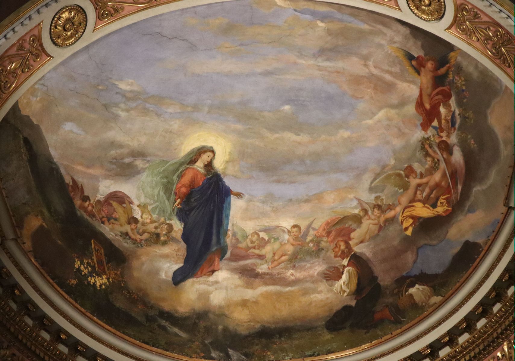 Deckenfresko im Sanktuarium Montallegro: Maria erscheint dem Waldarbeiter Giovanni Chichizola