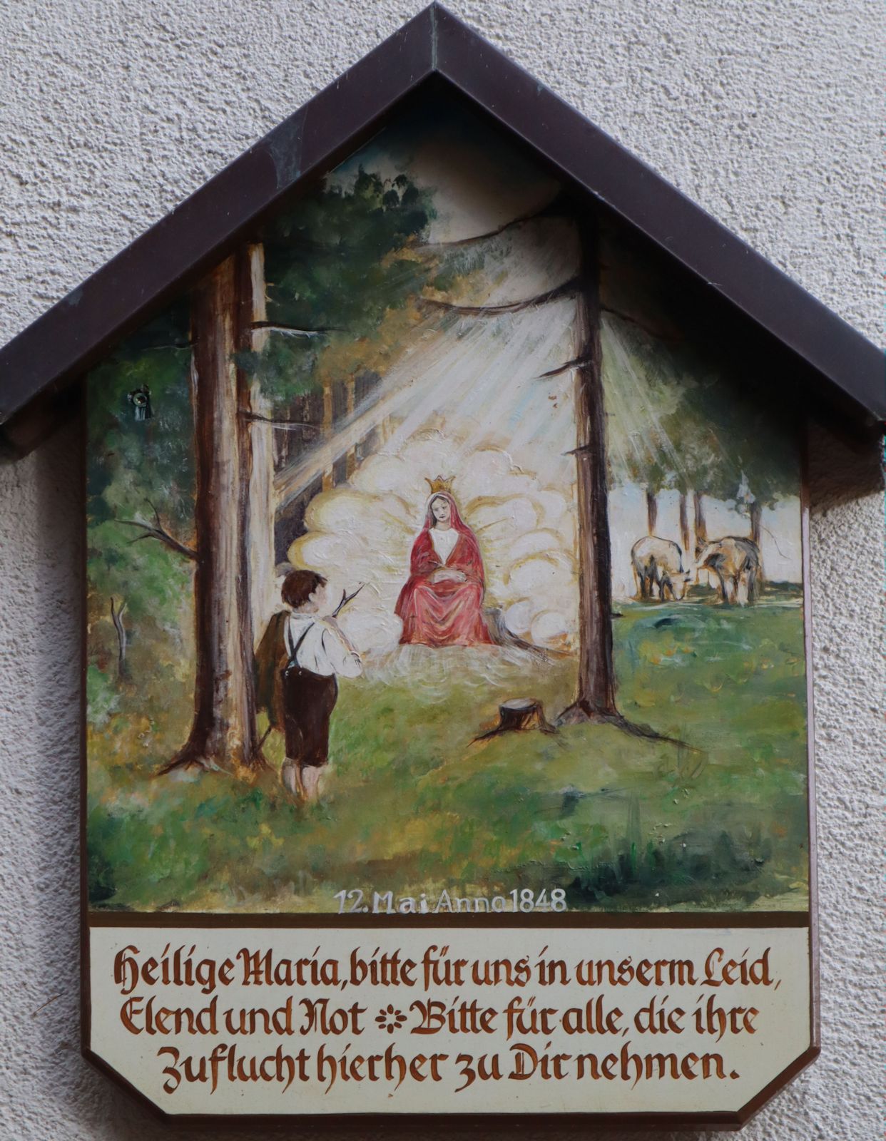 Ex voto an der Kapelle im Wald bei Obermauerbach