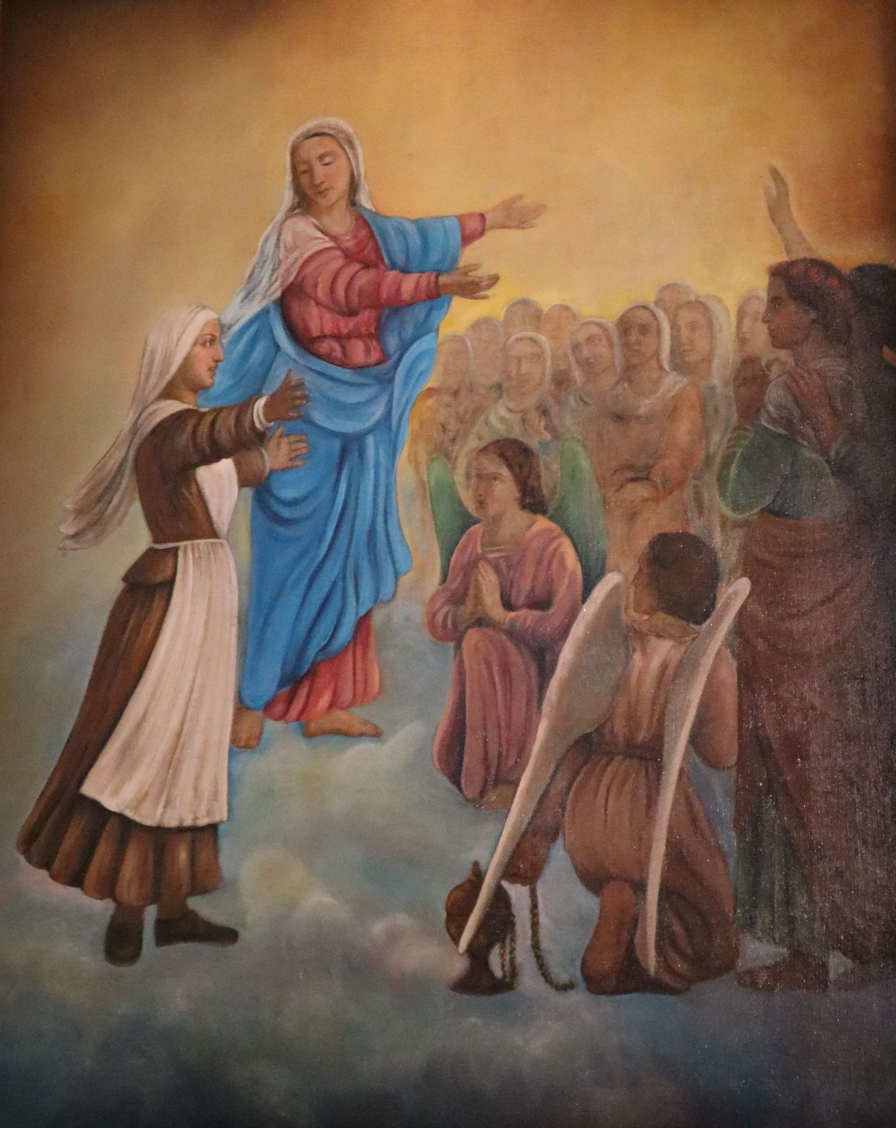 Maria erscheint 1698 Benoîte Rencurel und zeigt ihr den offenen Himmel, im Sanktuarium bei Saint-Étienne-le-Laus