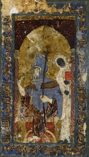Darstellung von Markos III. im für ihn kopierten bohairisch-koptischen Tetraevangeliar, um 1178, in der Bibliothèque nationale de France in Paris