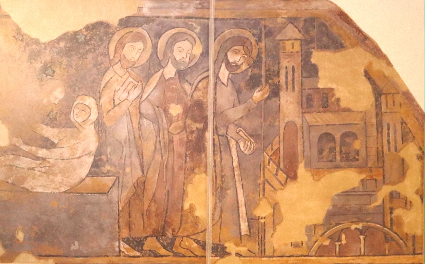 Fresko: die Übertragung der Gebeine von Martialis, 14. Jahrhundert, in der Kirche des ehemaligen Klosters Saint-Junien in Saint-Junien