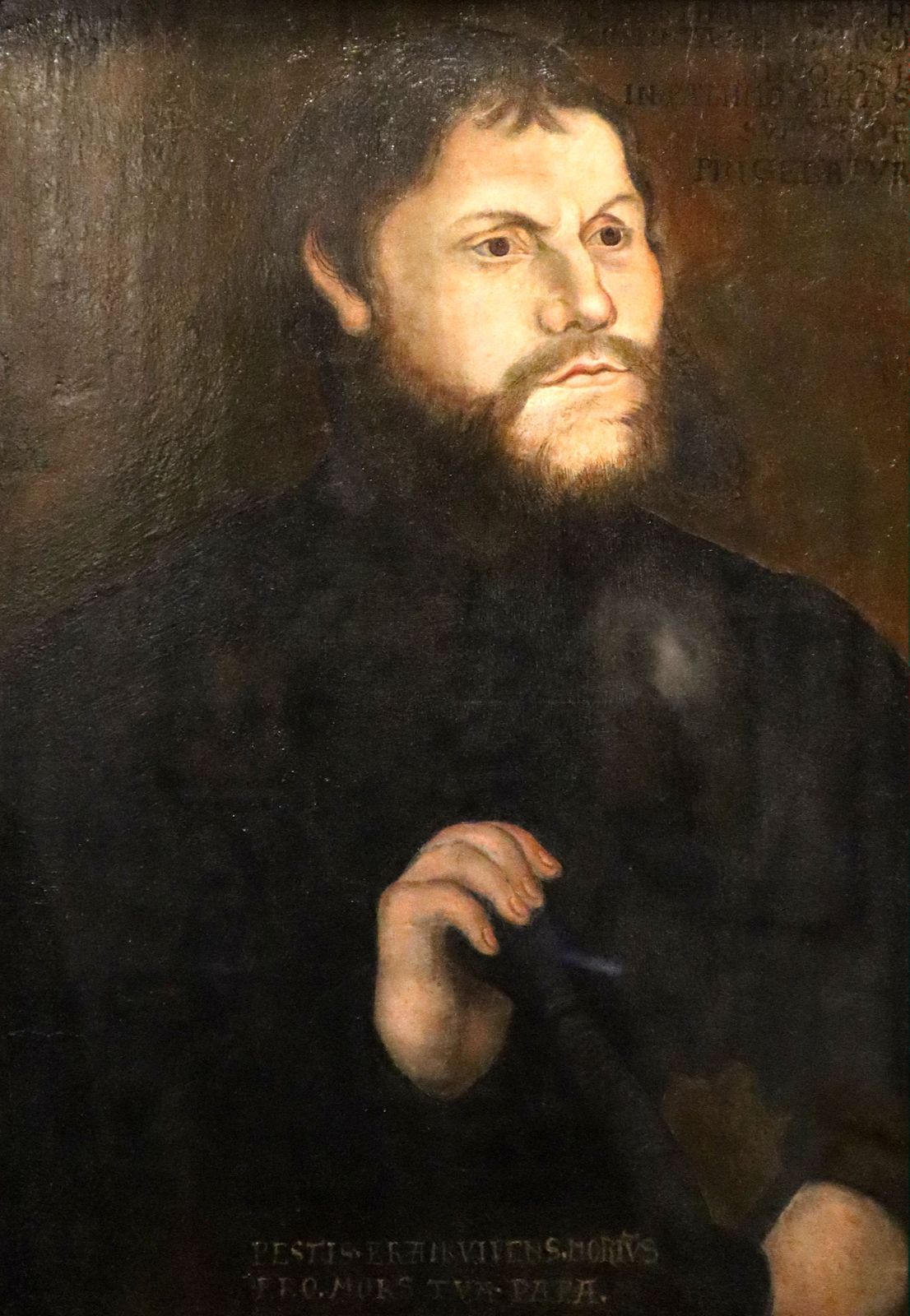 Lukas Cranach der Ältere (Werkstatt): Luther als „Junker Jörg”, 1537, in der >Wartburg bei Eisenach