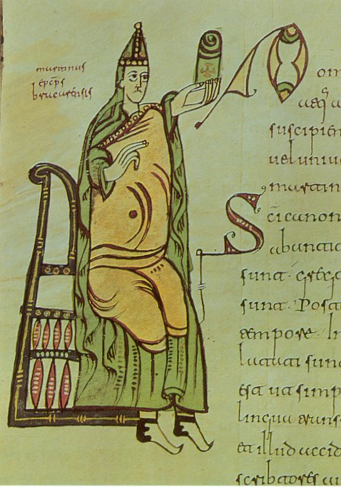 Buchmalerei aus dem Kodex Albeldense, im Kloster El Escorial in Madrid