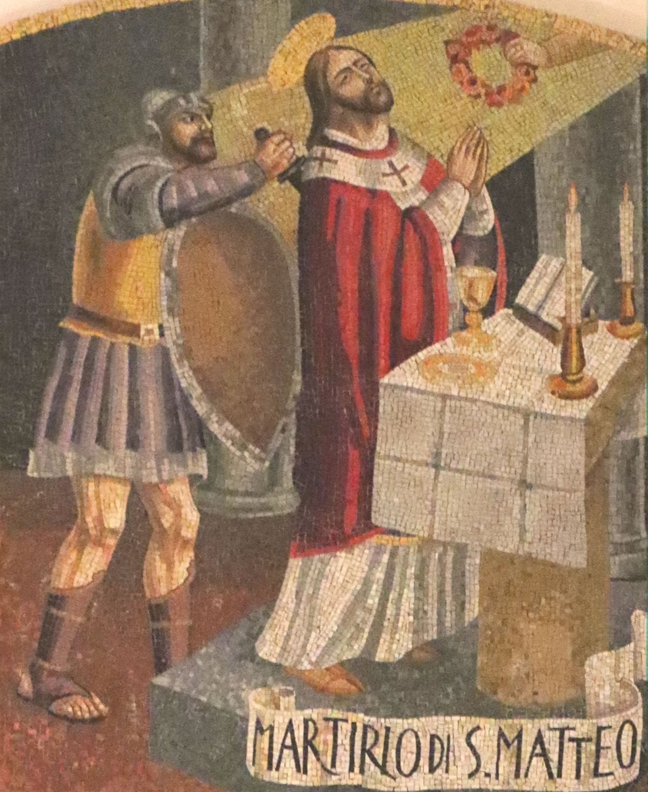 Mosaik: Matthäus' Martyrium, im Kloster San Matteo in San Marco in Lamis bei Foggia