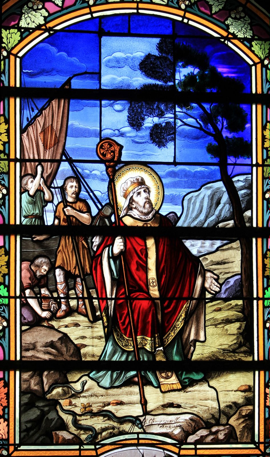 Glasfenster in der Kirche in von La Croix-Helléan bei Ploërmel