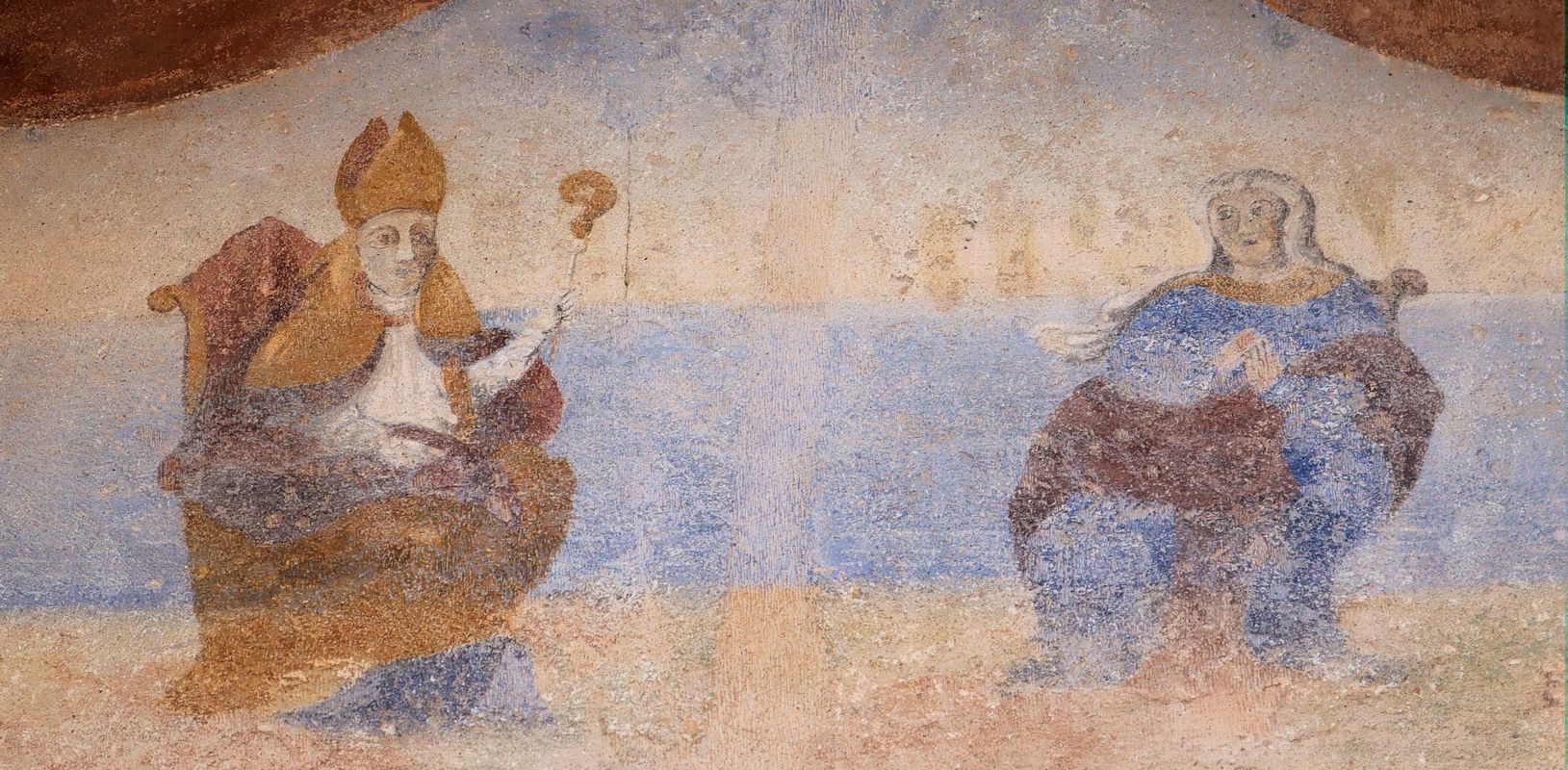 Fresko: Vigilius von Trient und Maxentia, an der Pfarrkirche in Santa Massenza
