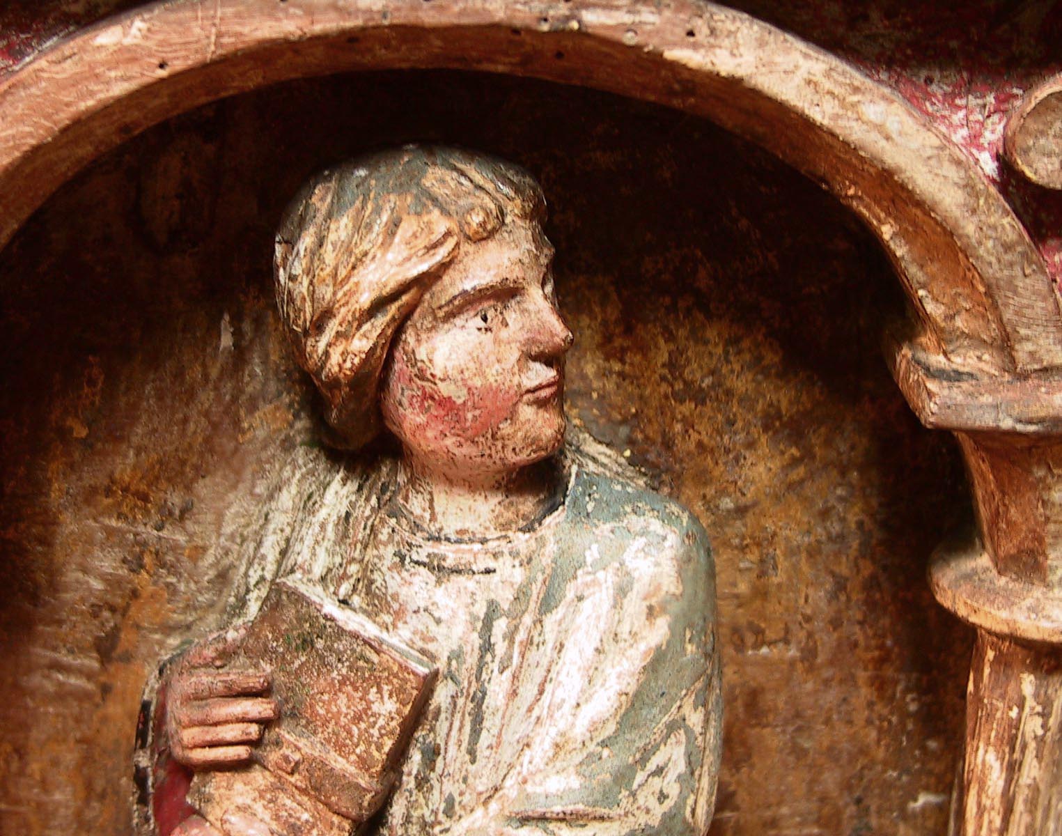 Relief auf Maxentiolus' Reliquiar in der Kirche in Cunault, heute Chênehutte-Trèves-Cunault