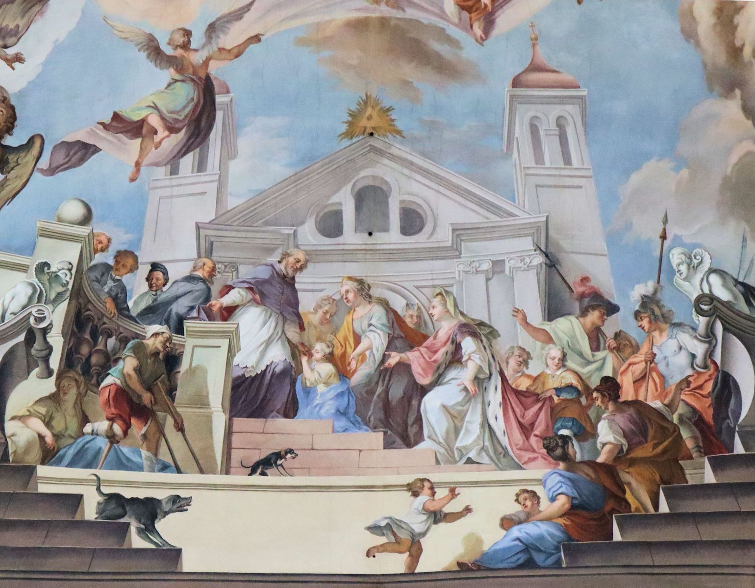 Johann Georg Bergmüller: Mechthildis wird dem Frauenstift St. Stephan in Dießen zur Erziehung übergeben, 1736, Fresko im Marienmünster in Dießen