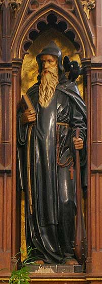 Meinrad-Statue in der Pfarrkirche in Vilsingen in Oberschwaben