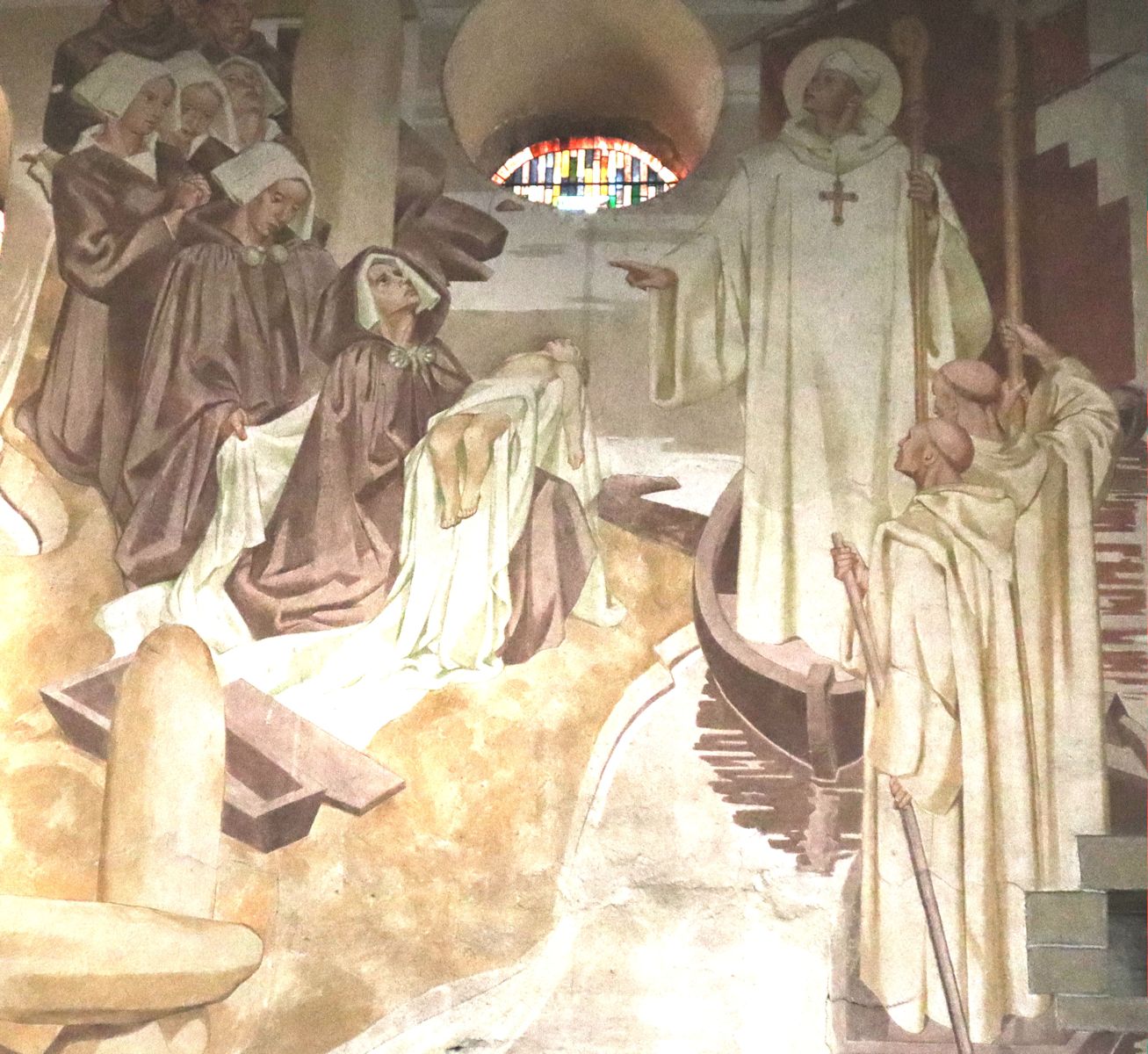 Wandmalerei: Melanius' Heilungswunder, in der Kirche Notre-Dame-en-Saint-Melaine in Rennes
