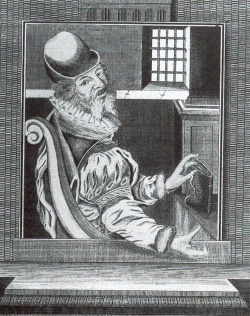 Hofmann im Gefängnis. Aus den Acta Archaeologica I. von Baun-Hogenberg, „civitates orbis terrarum”