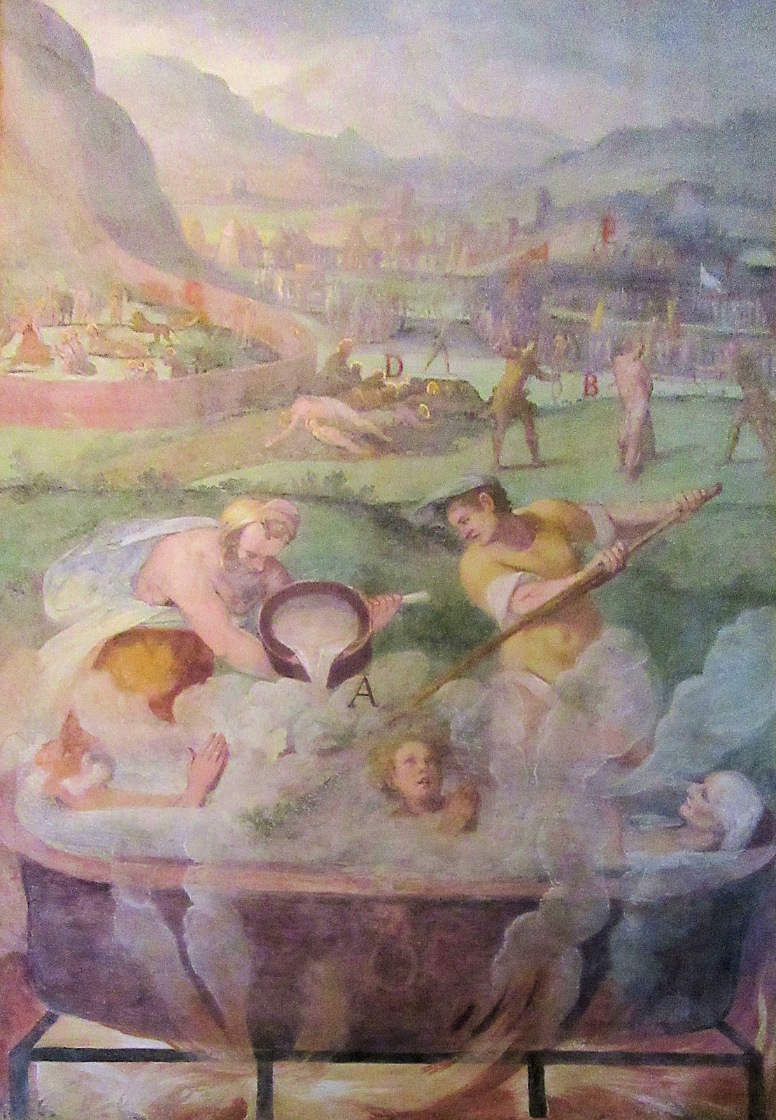 Das Martyrium von Modestus, Veit und Crescentia, Fresko, um 1600, in der Kirche San Stefano Rotondo in Rom