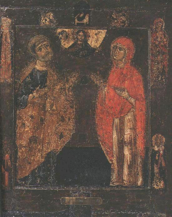 Russische Ikone: Natalia (rechts) und Petrus