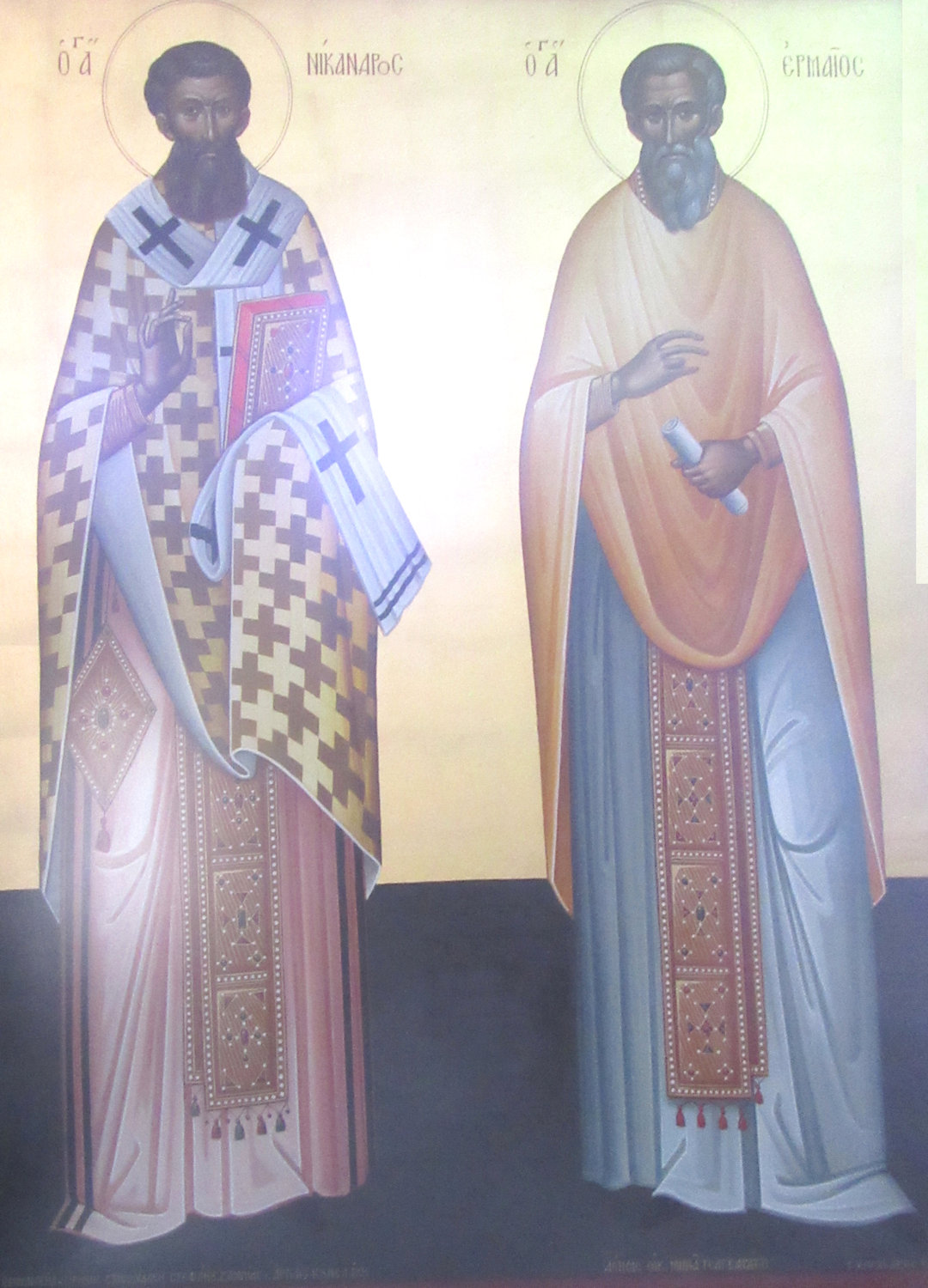 Ikone: Nikandros (links) und Hermaios, in der Tituskirche in Iráklio auf Kreta
