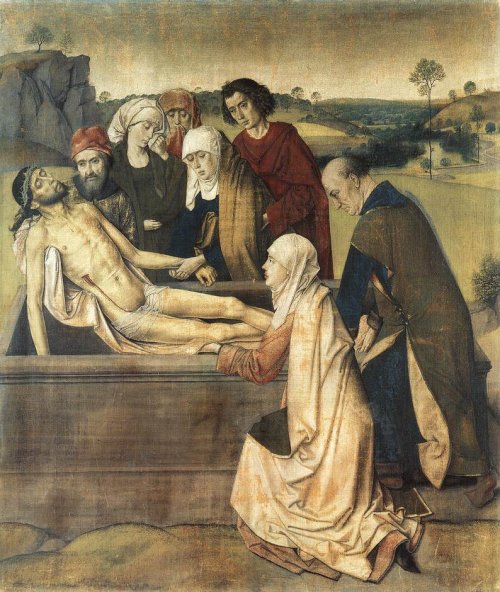 Dietrich Bouts der Ältere: Nikodemus (ganz rechts) bei der Einsargung Jesu, um 1450, National Gallery in London