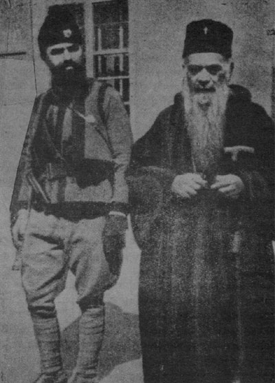 Tschetnik-Kommandant Momčilo R. Đujić mit Nikolaj Velimirovic, 1945 in Slowenien