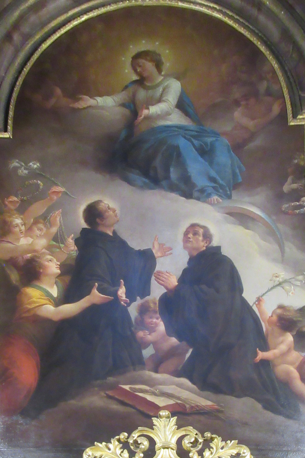 Giuseppe Cadses: Kaspar de Bono Manzón (links) und Nikolaus Saggio von Longobardi, Altarbild, 1792, in der Kirche Sant'Andrea delle Fratte in Rom