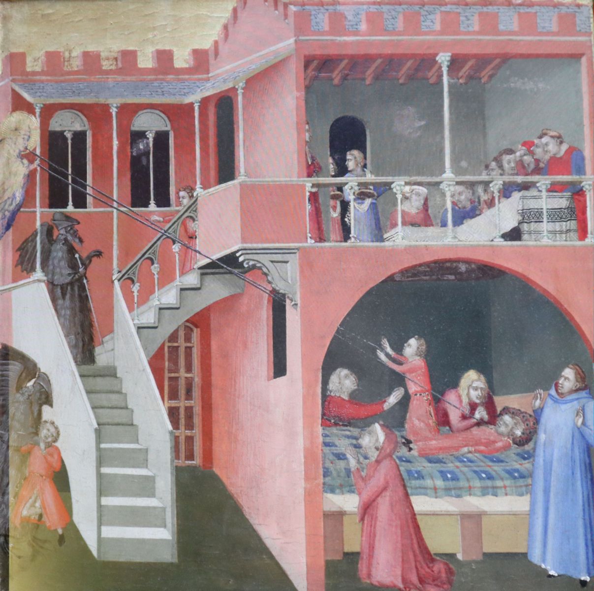 Ambrogio Lorenzetti: Nikolaus befreit einen Jungen vom Teufel, um 1327, in der Galleria degli Uffizi in Florenz
