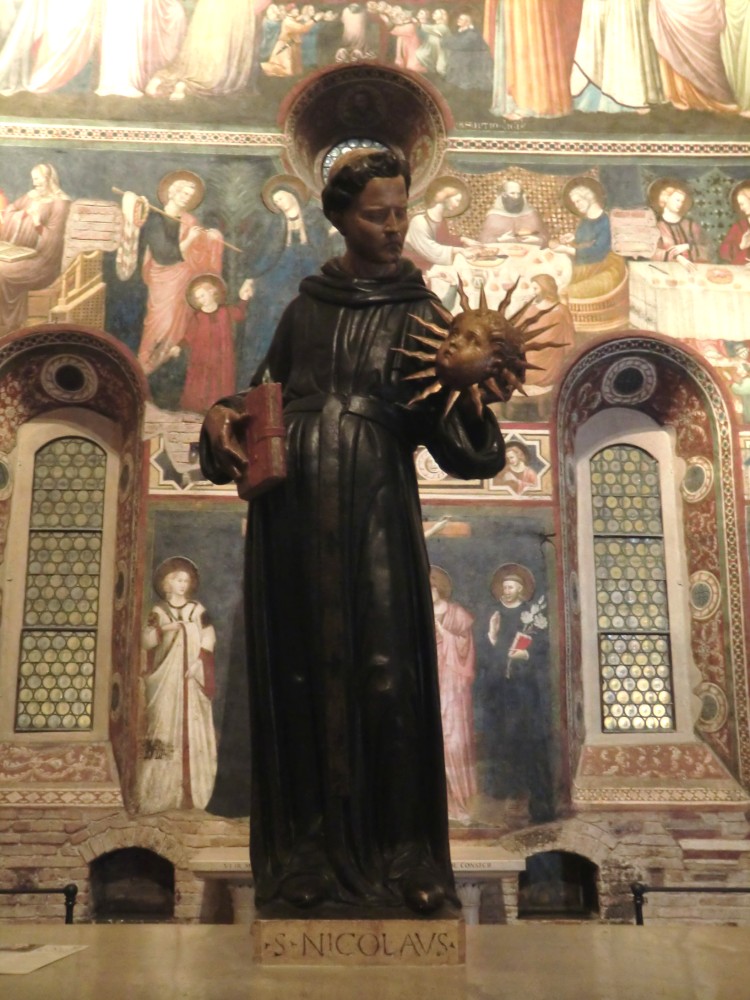 Niccolò di Giovanni (zugeschrieben) und Donatello: Statue, um 1463 (?), in der Großen Kapelle der Basilica di San Nicola in Tolentino
