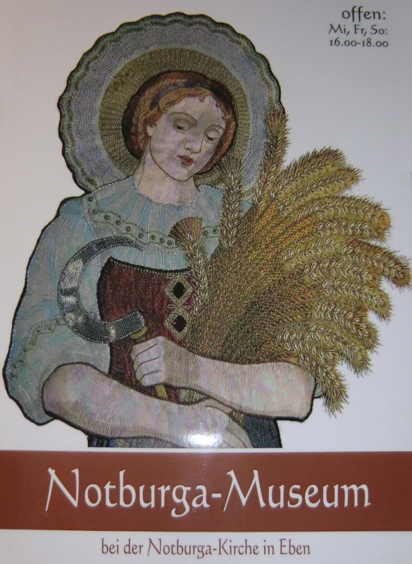 Plakat für das Museum im Pfarrhaus neben der Notburgakirche in Eben