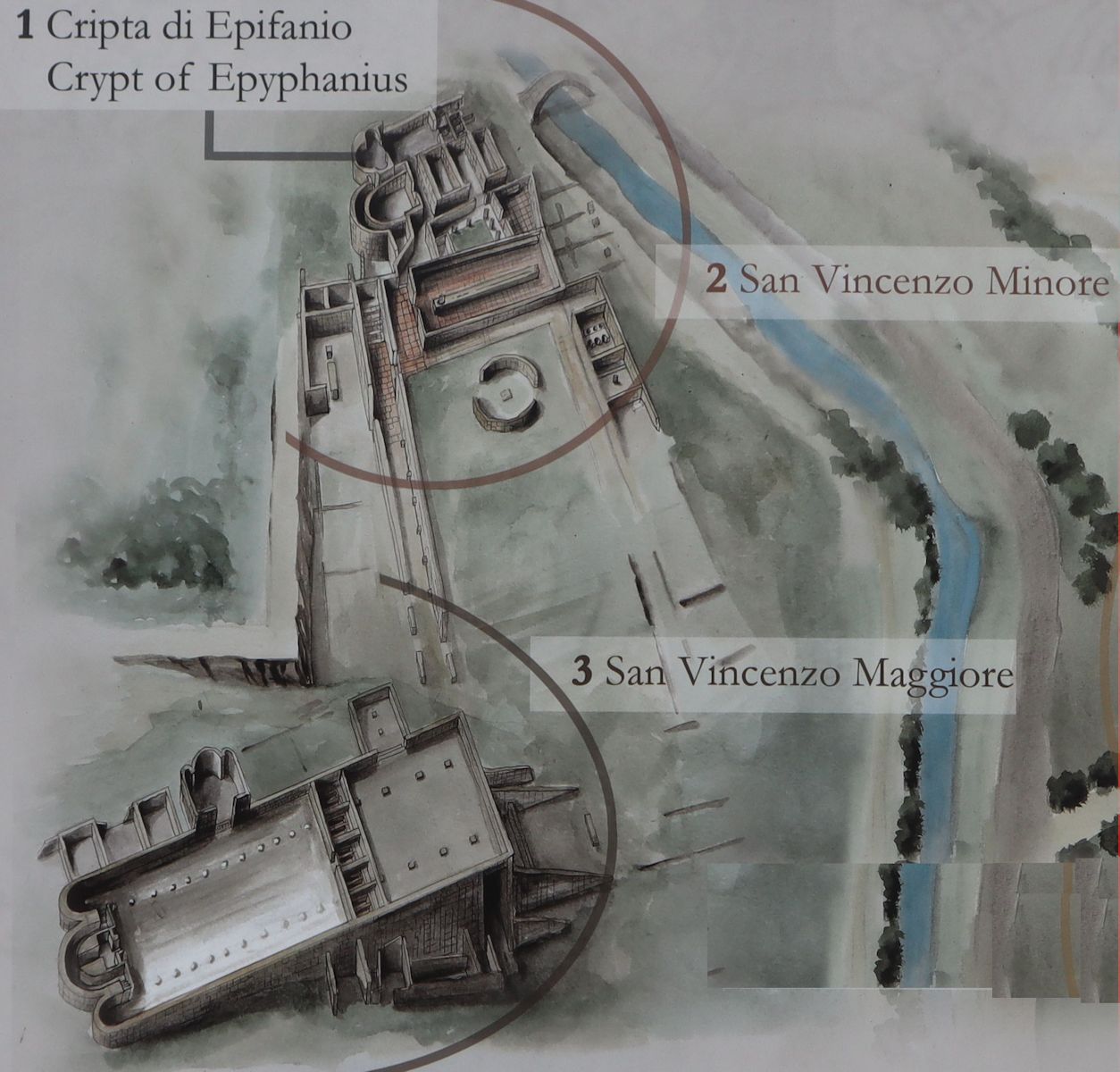 Skizze der Ausgrabungen des früheren Klosters San Vincenzo al Volturno