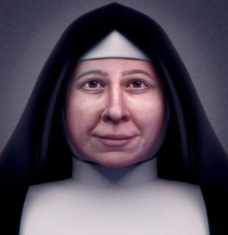 Rekonstruktion von Paulinas Gesicht, 2015 erstellt aus ihrer Schädelreliquie