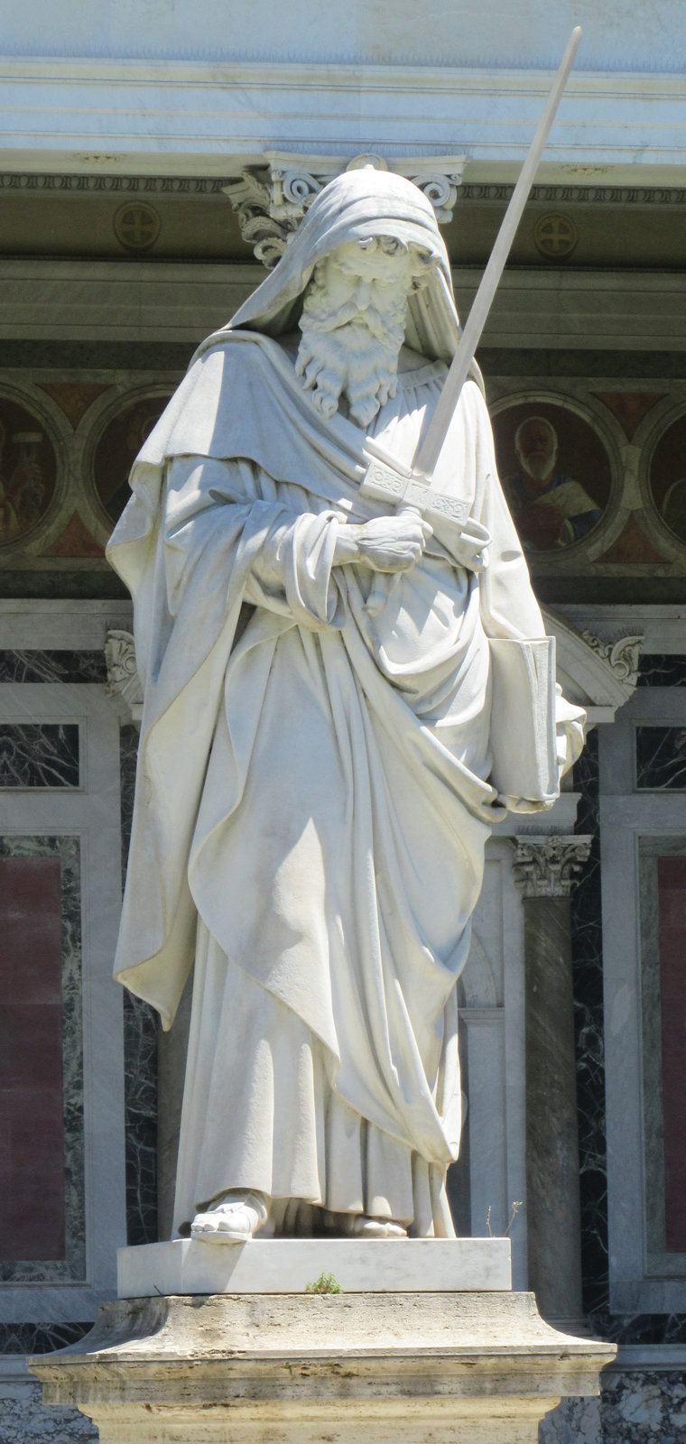 Giuseppe Obici: Paulus-Statue, um 1850 im Vorhof der Kirche San Paolo fuori le Mura