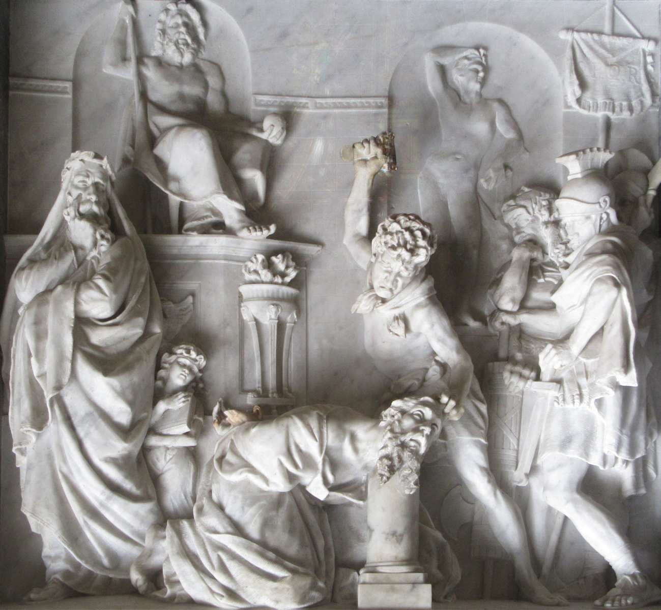 Relief: Paulus' Enthauptung, 1867, in der Kirche San Paolo alle Tre Fontane