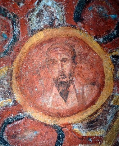 Älteste bekannte Darstellung, 2. Hälfte des 3. Jahrhunderts, entdeckt im Jahr 2009 in den Katakomben der Tecla in Rom unweit der Basilika San Paolo fuori le Mura in Rom