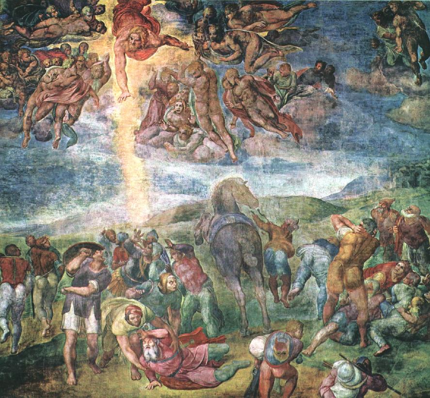 Michelangelo: Die Bekehrung des Saulus, 1542 - 45, Fresko in der Cappella Paolina im Apostlischen Palast im Vatikan