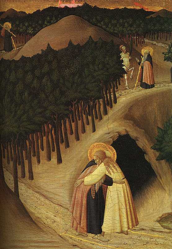 Sassetta (Stefano di Giovanni): Paulus begegnet Antonius, um 1440, National Gallery of Art in Washington