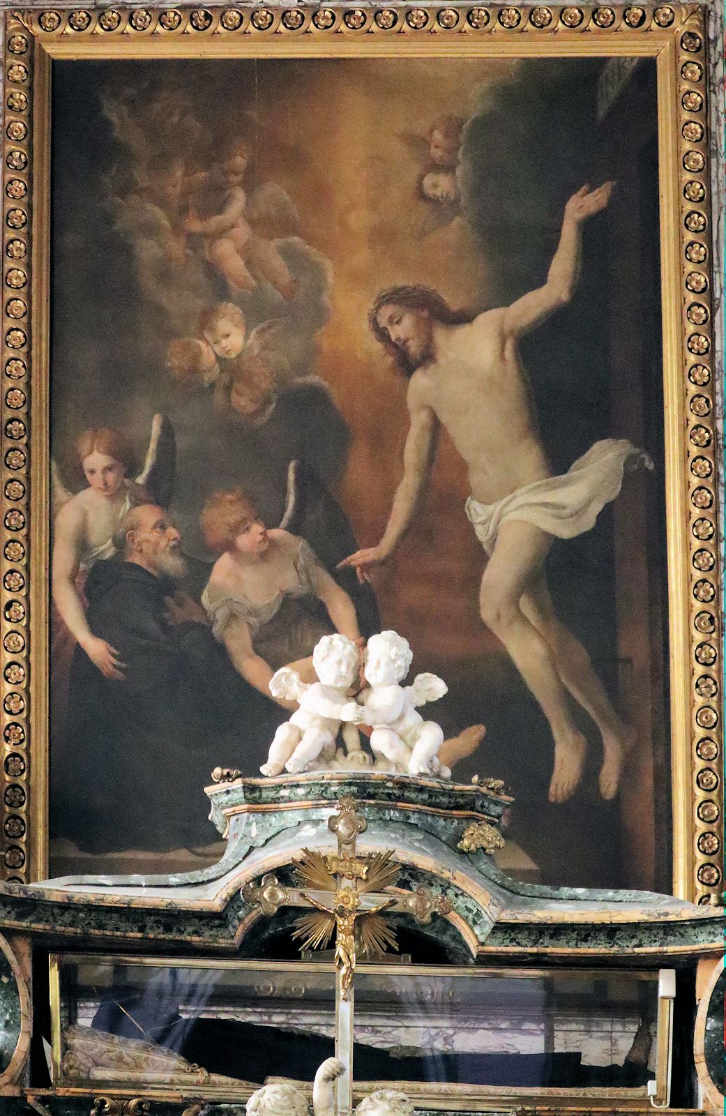 Altarbild und Liegefigur in der Kirche San Pellegrino Laziosi in Forlì