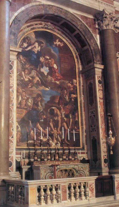 Petronilla-Altar mit Bild von Guercino, 1623 und Mosaiken von Cristofari, 1730, im Petersdom in Rom
