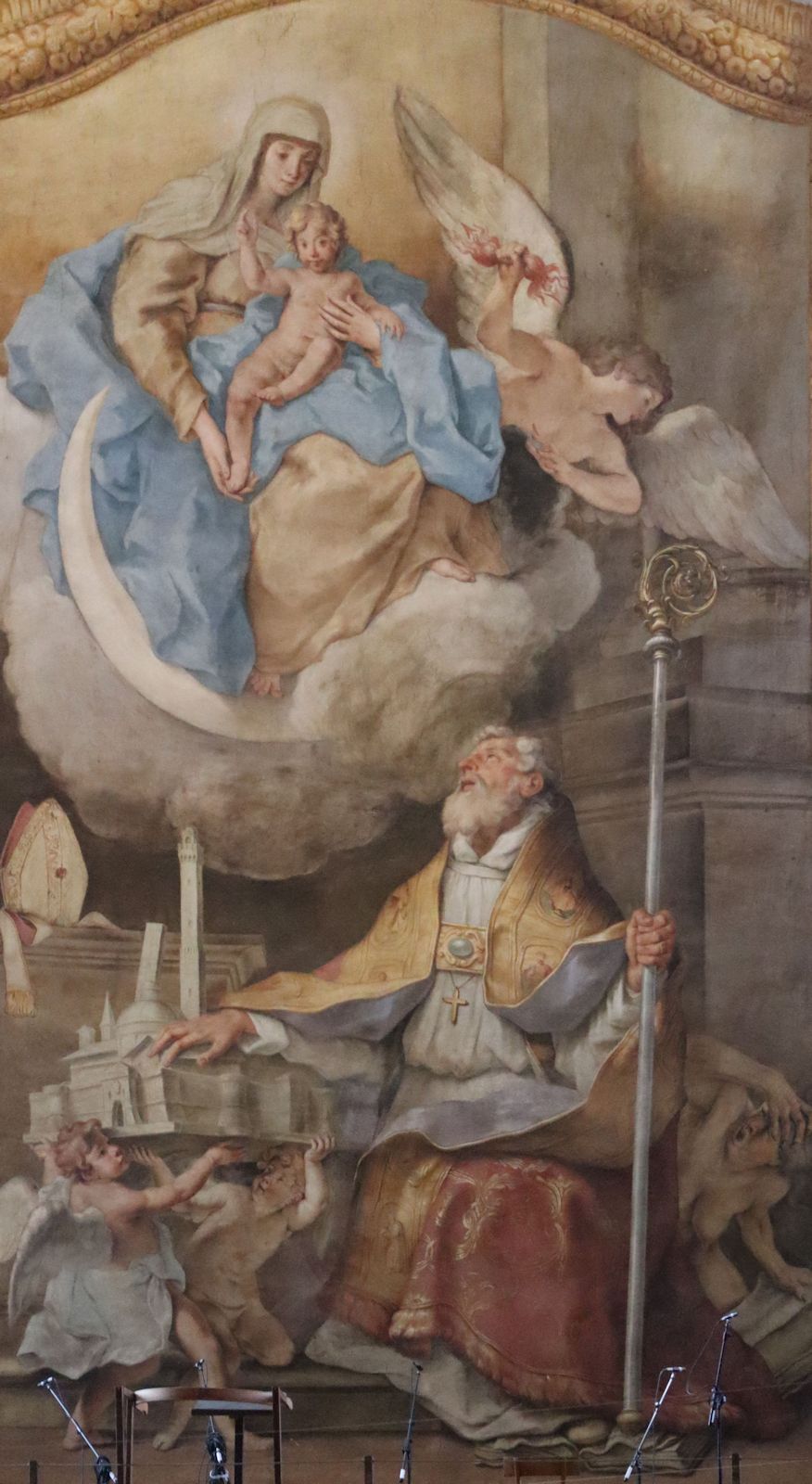 Marcantonio Franceschini und Luigi Quaini: Petronius vor Maria, Fresko, 1672, in der Basilika San Petronio in Bologna
