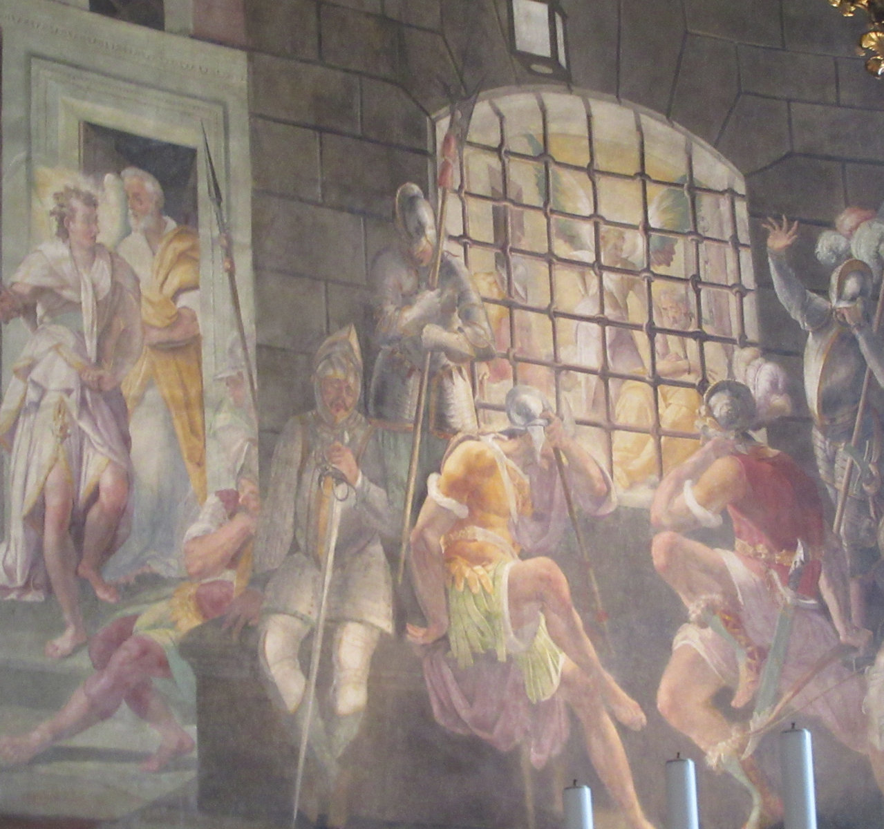 Fresko: Die Befreiung von Petrus aus dem Gefängnis in Jerusalem durch einen Engel, in der Kirche San Pietro in Vincoli