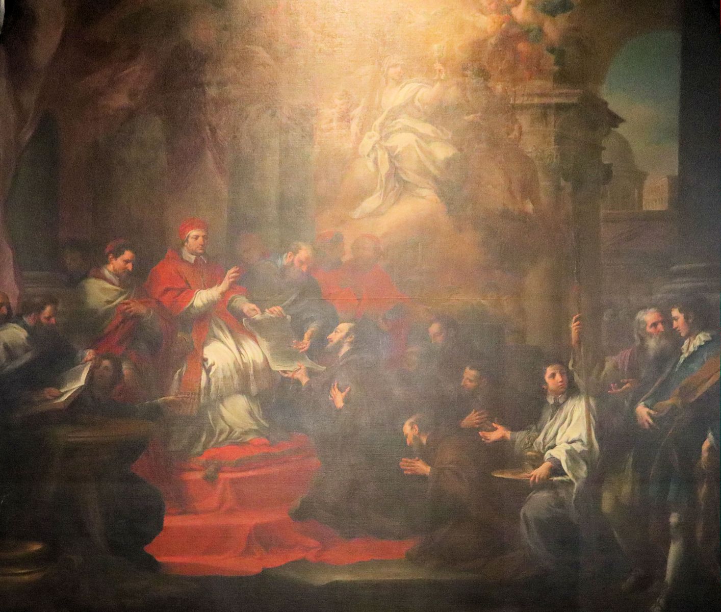Sebastiano Conca: Papst Urban VI. genehmigt die Regel von Petrus Gambacorta, 18. Jahrhundert, im Museo nazionale di Palazzo Reale in Pisa