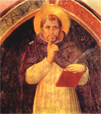 Fresko von Fra Angelico: Petrus fordert zum Schweigen auf, im Museum von San Marco in Florenz