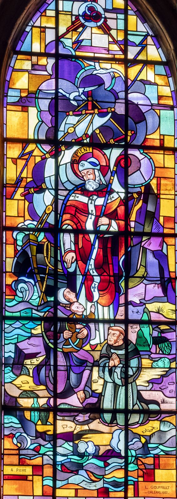 Louis Gouffault: Glasfenster, 1937, in der Pfarrkirche in Maillé