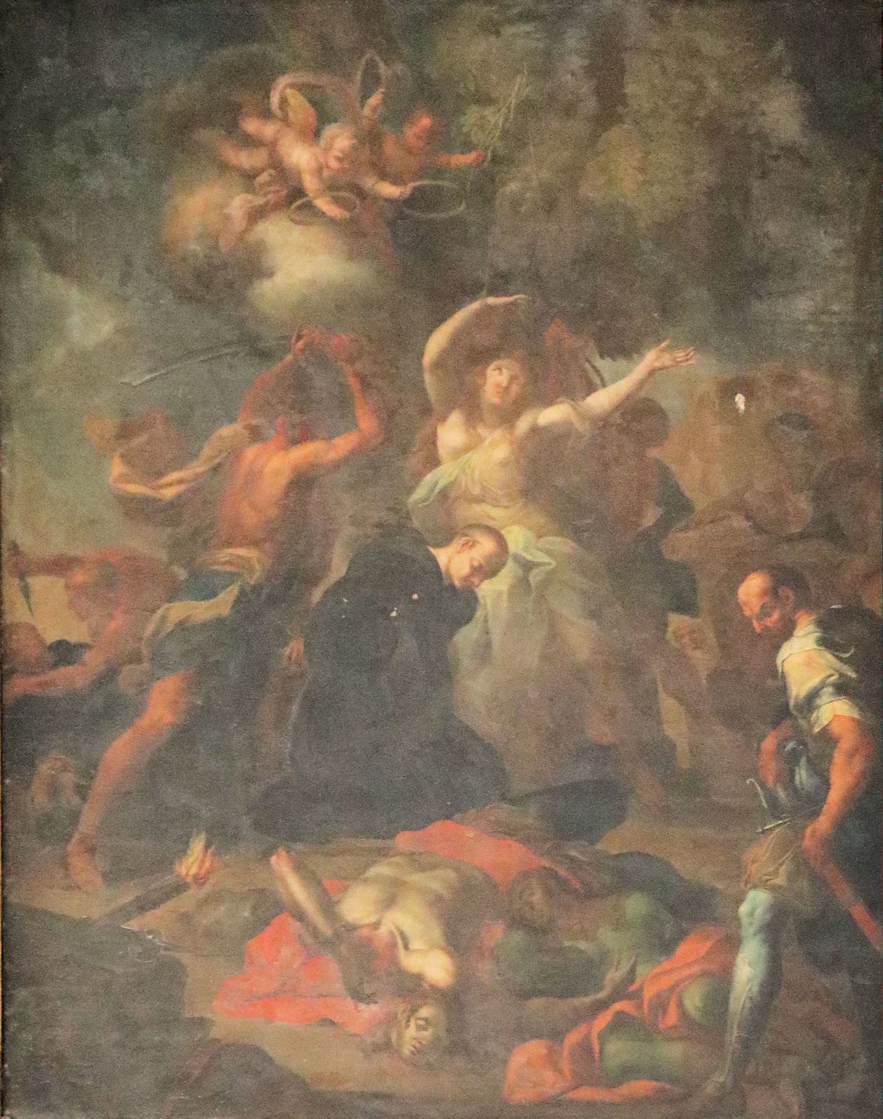 Placido Campolo: Das Martyrium von Placidus, Eutychius, Victorinus und Flavia, Altarbild, um 1720, in der Kirche San Niccolò l'Arena in Catania