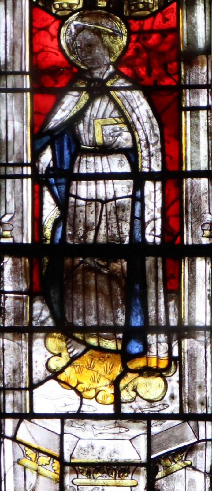 Glasfenster, 15. Jahrhundert, in der Kirche Saint-Étienne in Eymoutiers