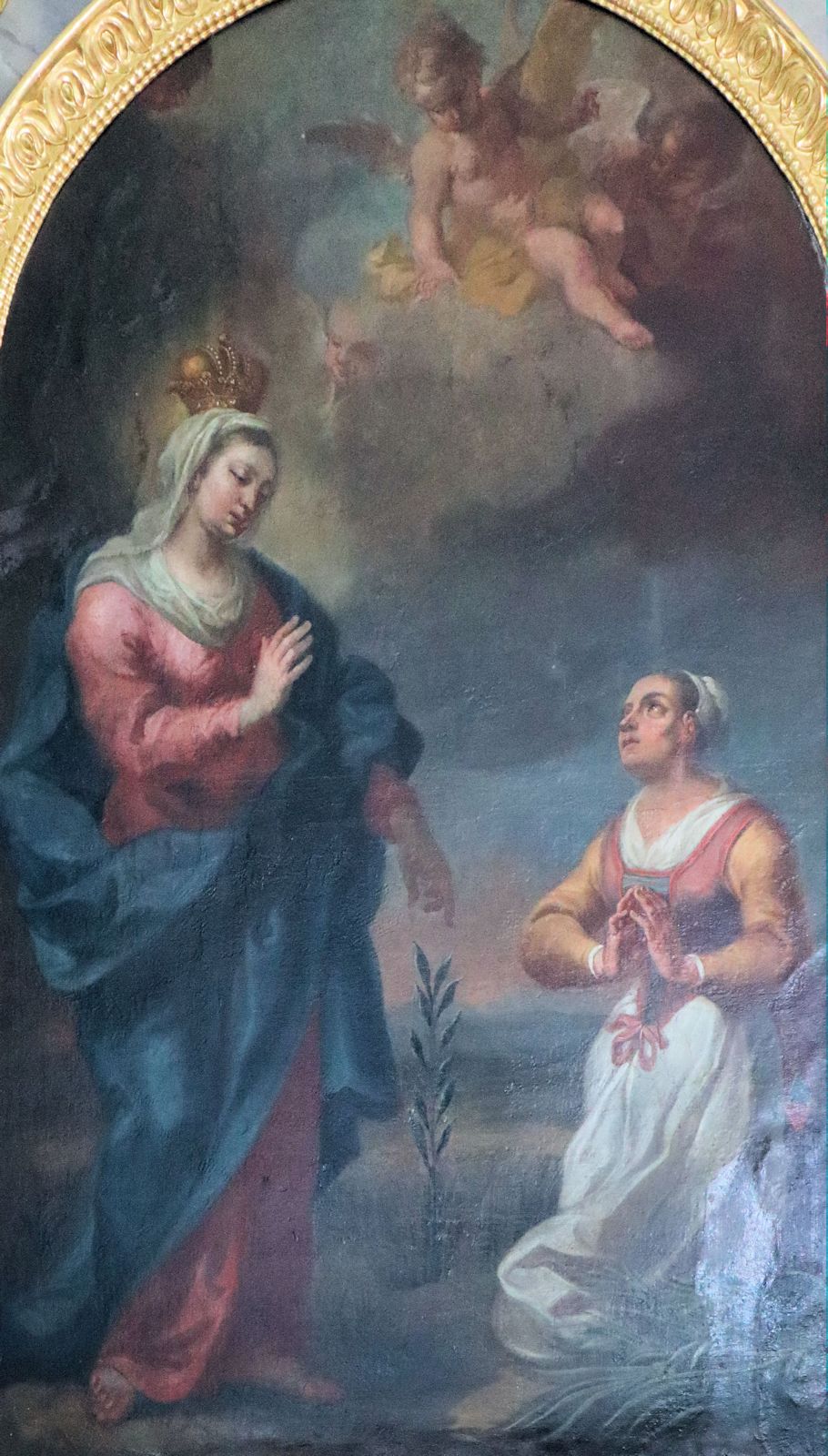 Altarbild: Radegund vor Maria, der „Königin des Himmels”, in der Kirche St. Radegund in Waldberg