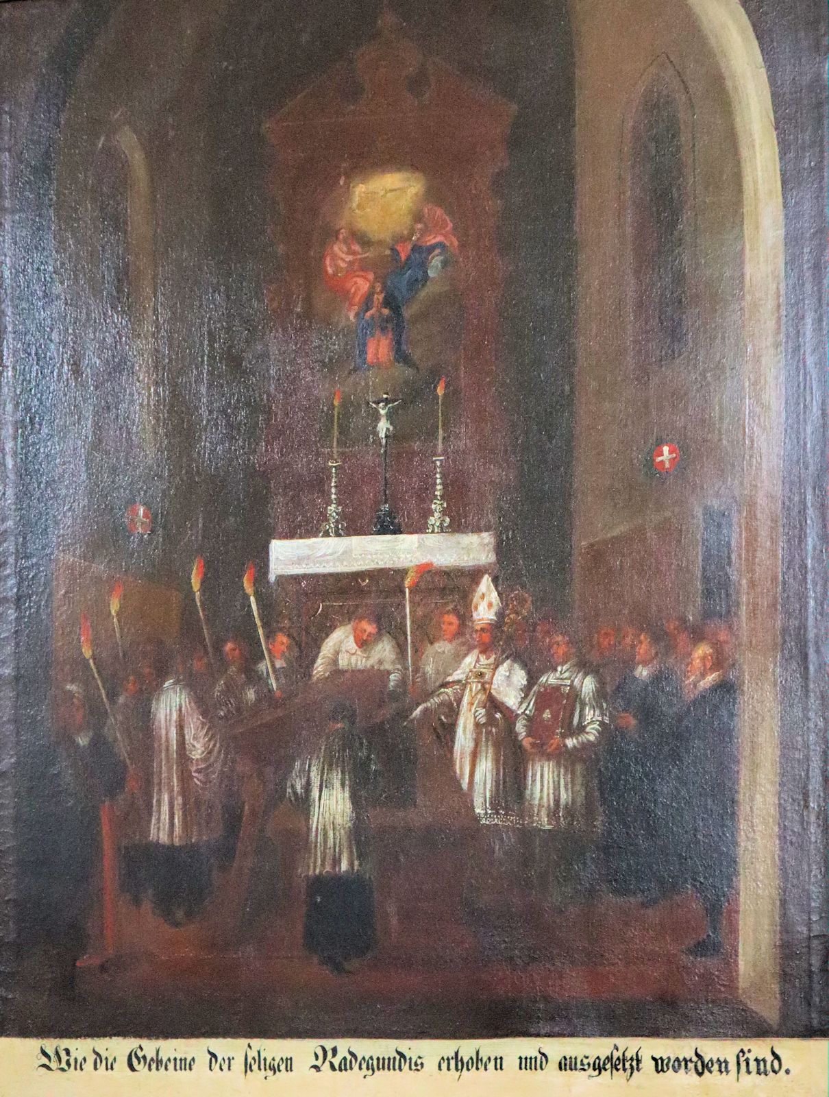 „Wie die Gebeine der seligen Radegundis erhoben und ausgesetzt worden sind”, Gemälde in der Kirche St. Radegund in Waldberg