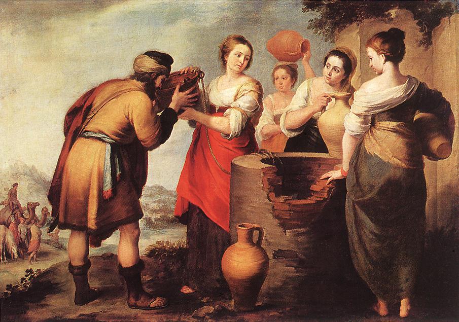 Bartolomé Esteban Murillo: Rebekka and Elieser am Brunnen, um 1650, im Nationalmuseum del Prado in Madrid
