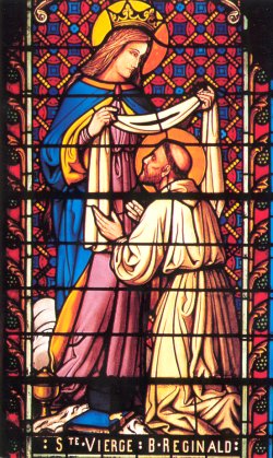 Glasfenster: Reginald vor Maria, in der Dominikanerkirche Notre-Dame de la Garde in Marseille